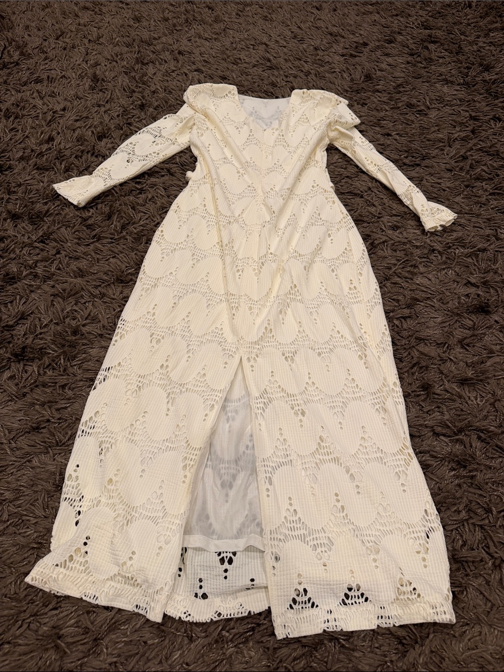 Joseph Ribkoff Cream Crochet Lace Maxi Dress Size 14 - Picture 7 of 10